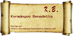 Kormányos Benedetta névjegykártya